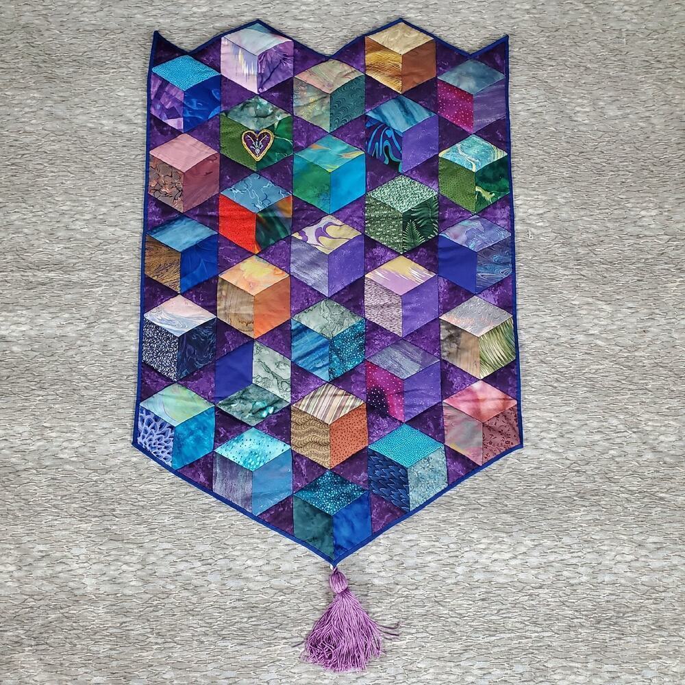 Beautiful Quilted Art Wall Hanging signed by Artist - The Heart of the Diamond